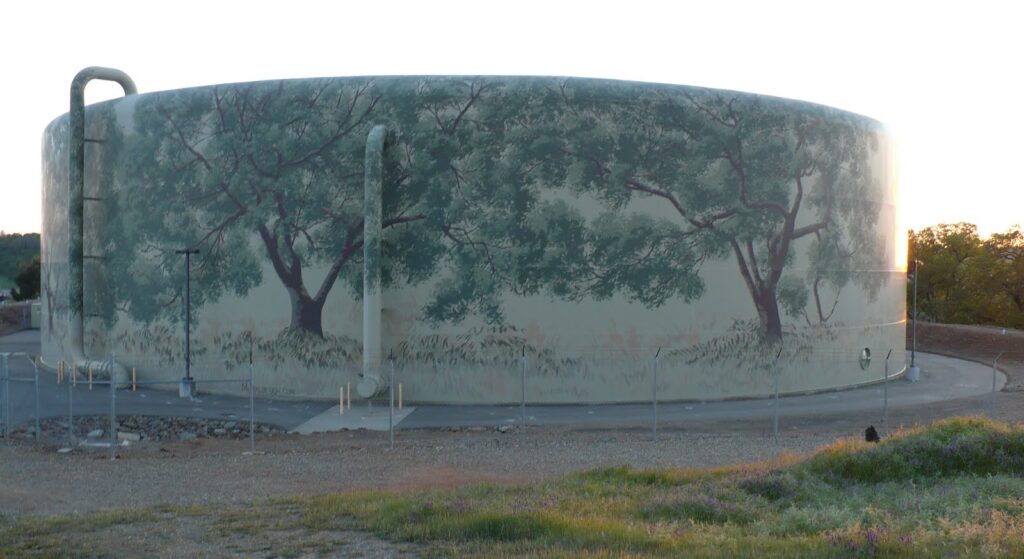 mural painted on a water storage tank