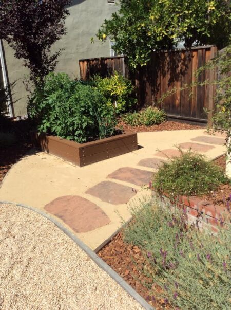 A walkway with stepping stones leading to the ground.