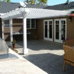 A patio with an awning and a pergola