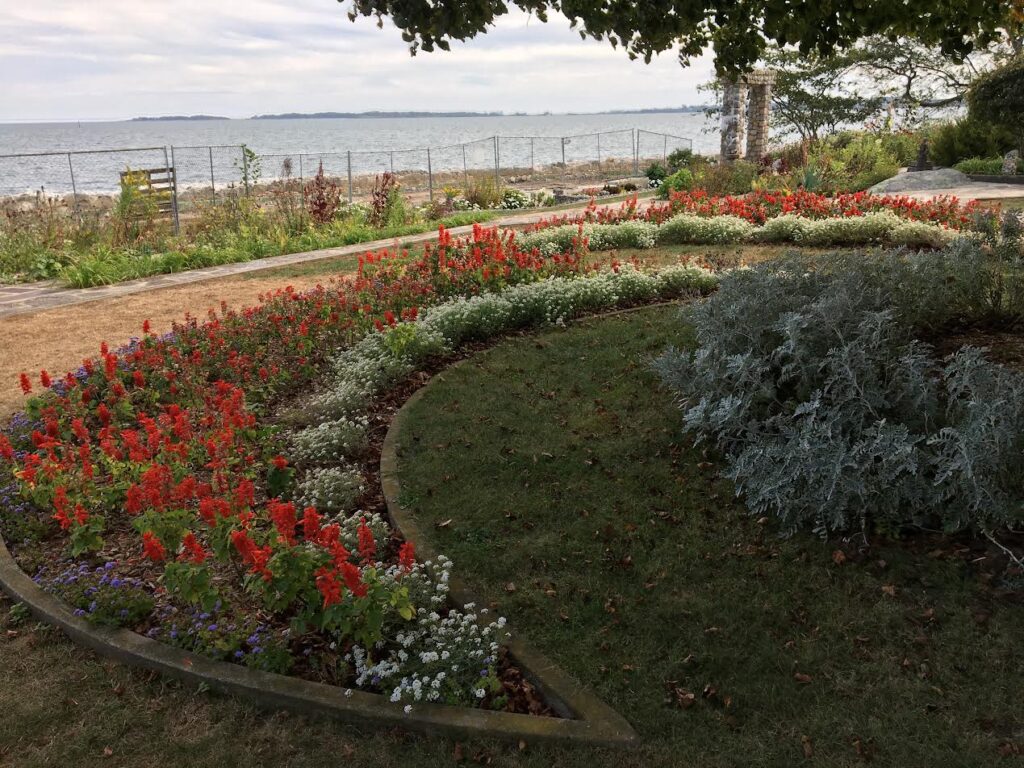 annuals beds in crescent shape