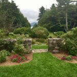 Terraced garden and view to lake. The Fells, NH
