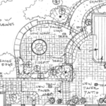 close up of a section of a landscape plan showing curvilinear design