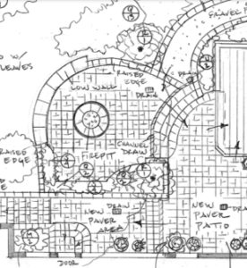 close up of a section of a landscape plan showing curvilinear design