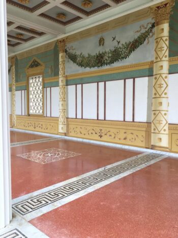 Gorgeous artwork and flooring in the Porticos at the Getty Villa