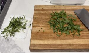 Preparing tarragon for drying. Dry Herbs in the Microwave.