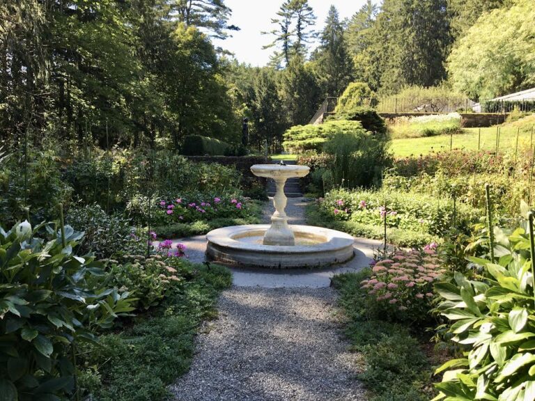 Fountain in the perennial garden at Marsh Billings Rockefeller Park
