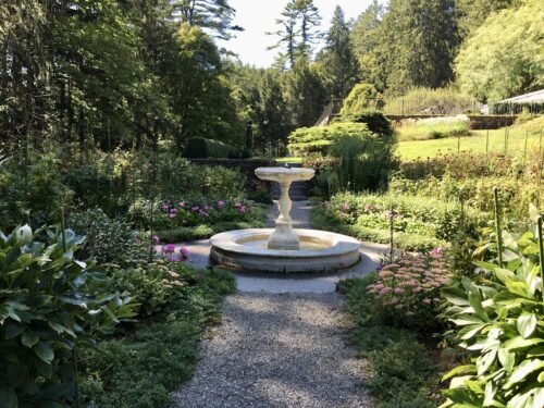 Fountain in the perennial garden at Marsh Billings Rockefeller Park