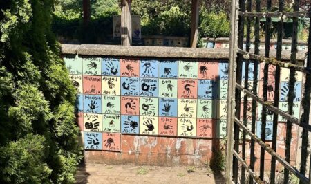 Ceramic tiles with children's hand prints