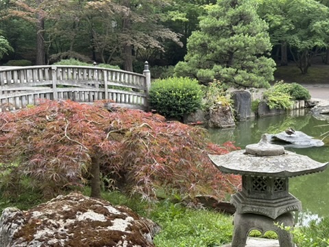 Lantern, bridge and pond
