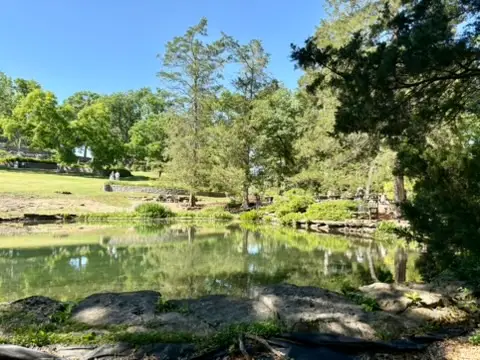 Pond at Cheekwood. Travel time