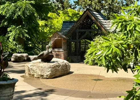 Spitting Dicks in the water play courtyard at Cheekwood