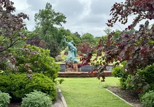 Central Fountain with Statue at Will Rogers Garden
