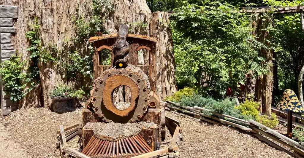 Wood Locomotive in the model train area at Cheekwood