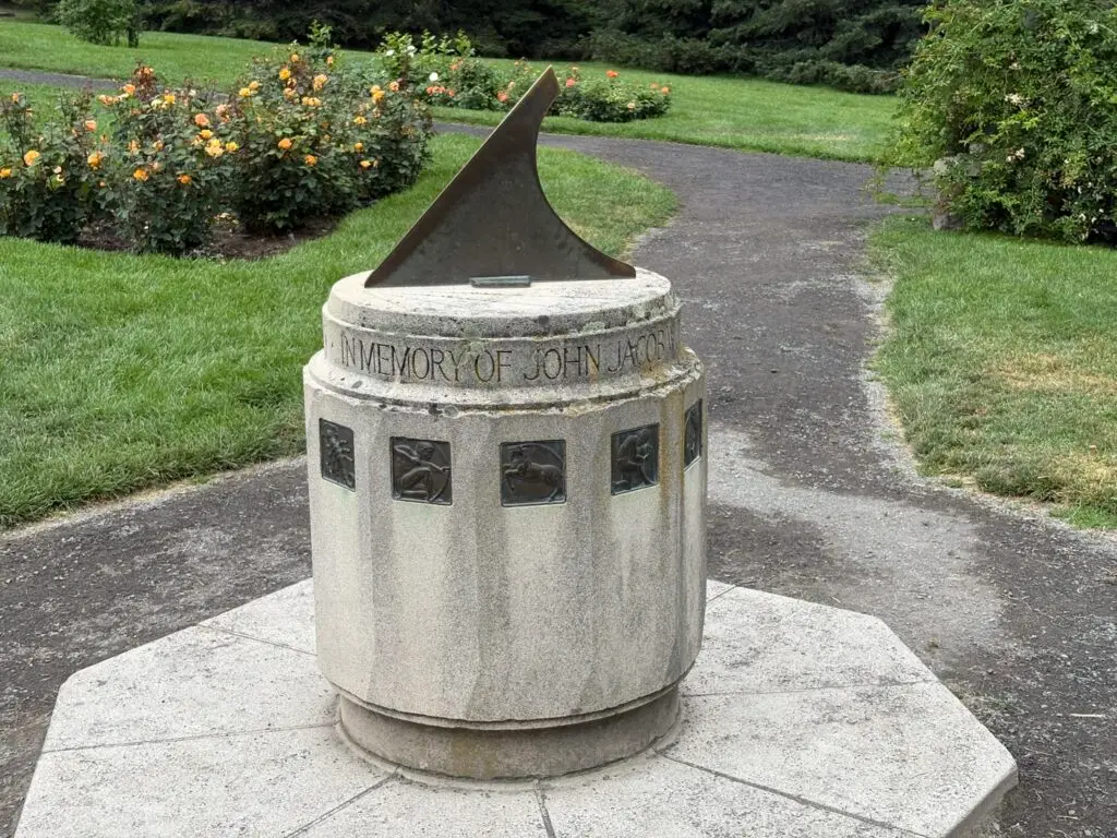Signs of the Zodiac on a sundial column at Manito Park in Spokane, WA